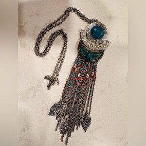 Jewelmint Silver Necklace with Red and Turquoise Beads